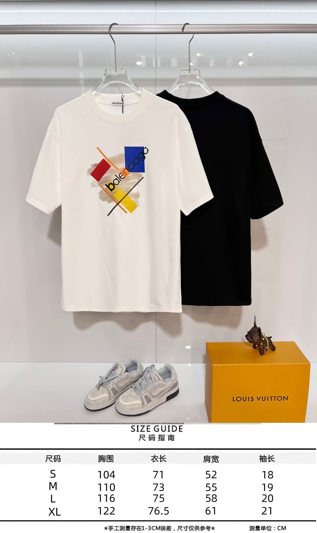 Color blocked graffiti letter round neck T-shirt