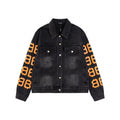 Hand drawn graffiti denim jacket with letters