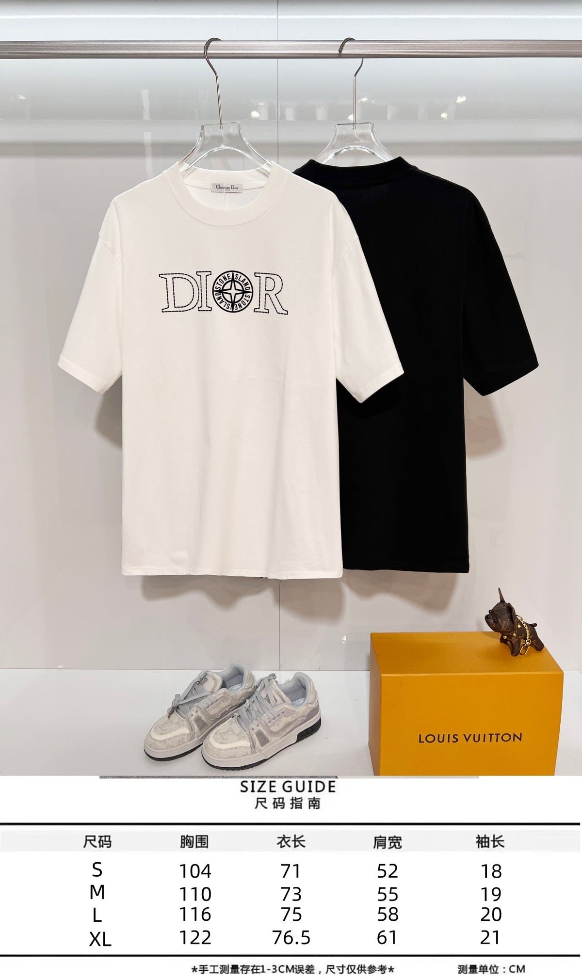 Classic dotted printed letter round neck T-shirt