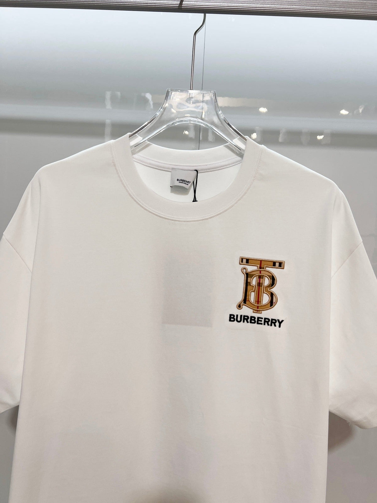 Classic plaid embroidered letter short sleeved t-shirt