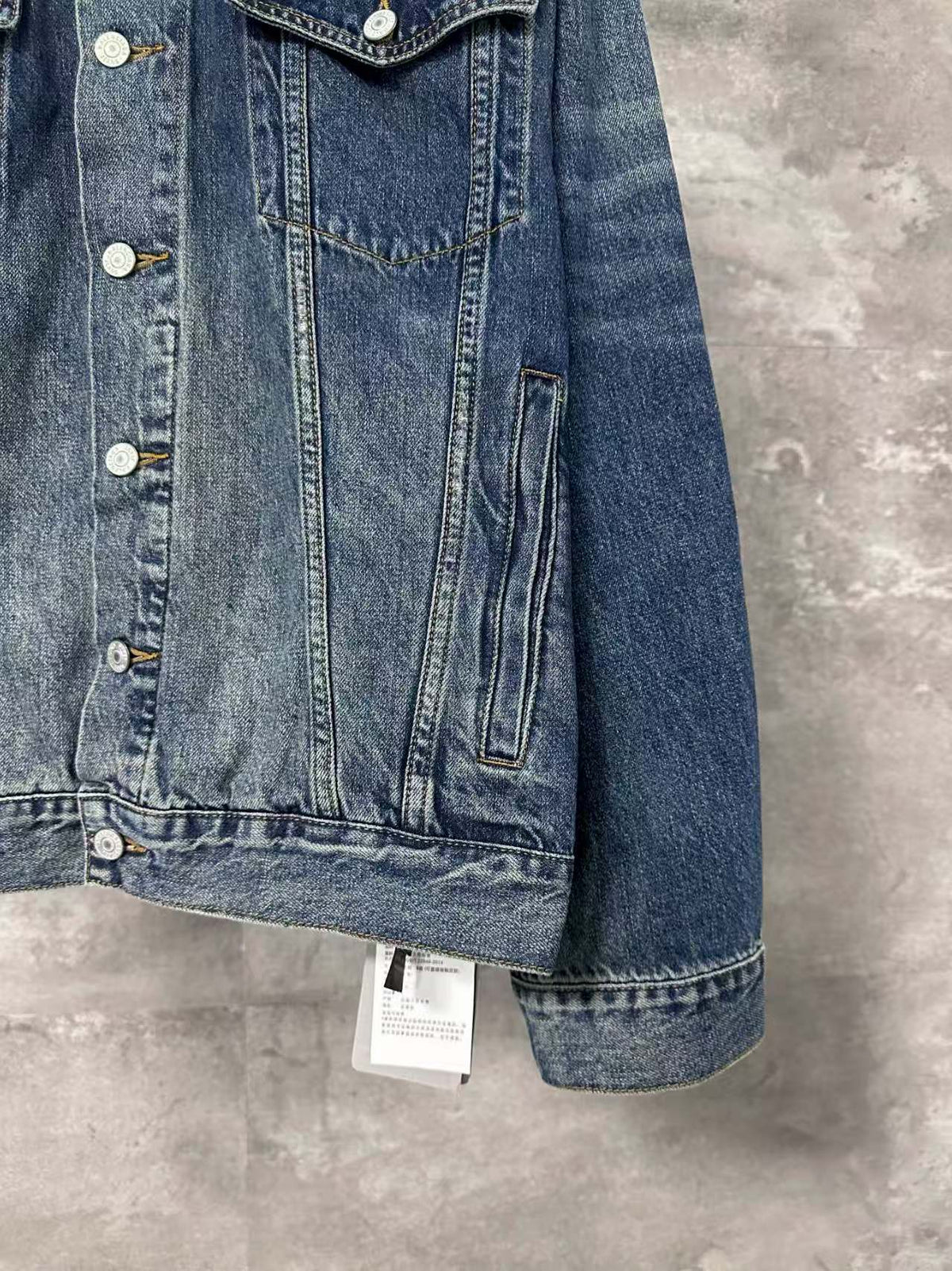 Silver tape printed denim jacket
