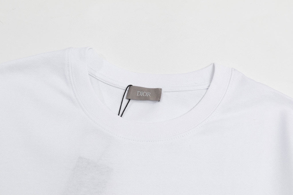 High quality textured jacquard letter patchwork embroidered T-shirt