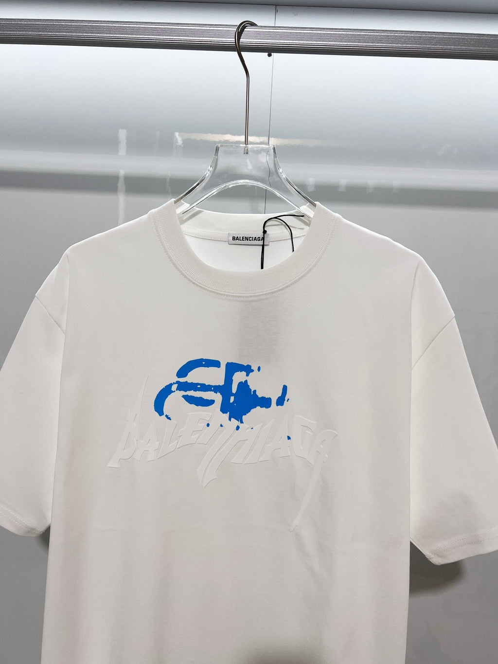3D raised printed letter round neck T-shirt