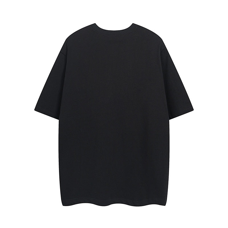 Embroidered front and printed back T-shirt