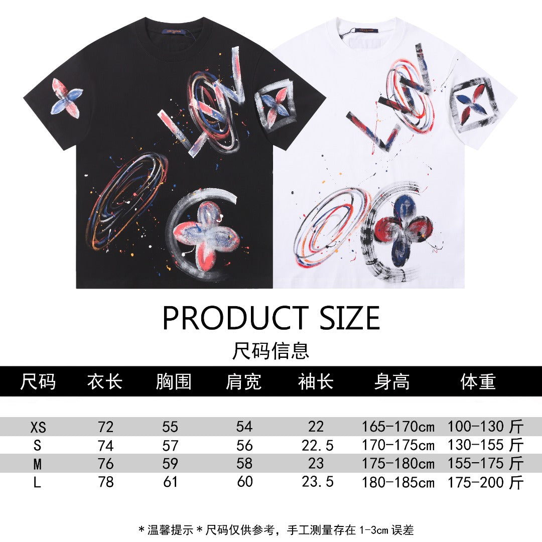 Hand drawn graffiti, splashed ink letters, logo, short sleeved shirt