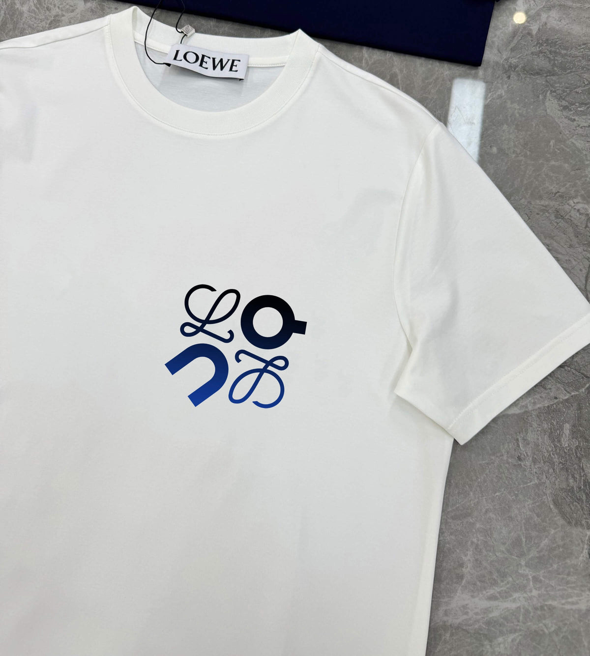 Navy Monogram Print T-Shirt