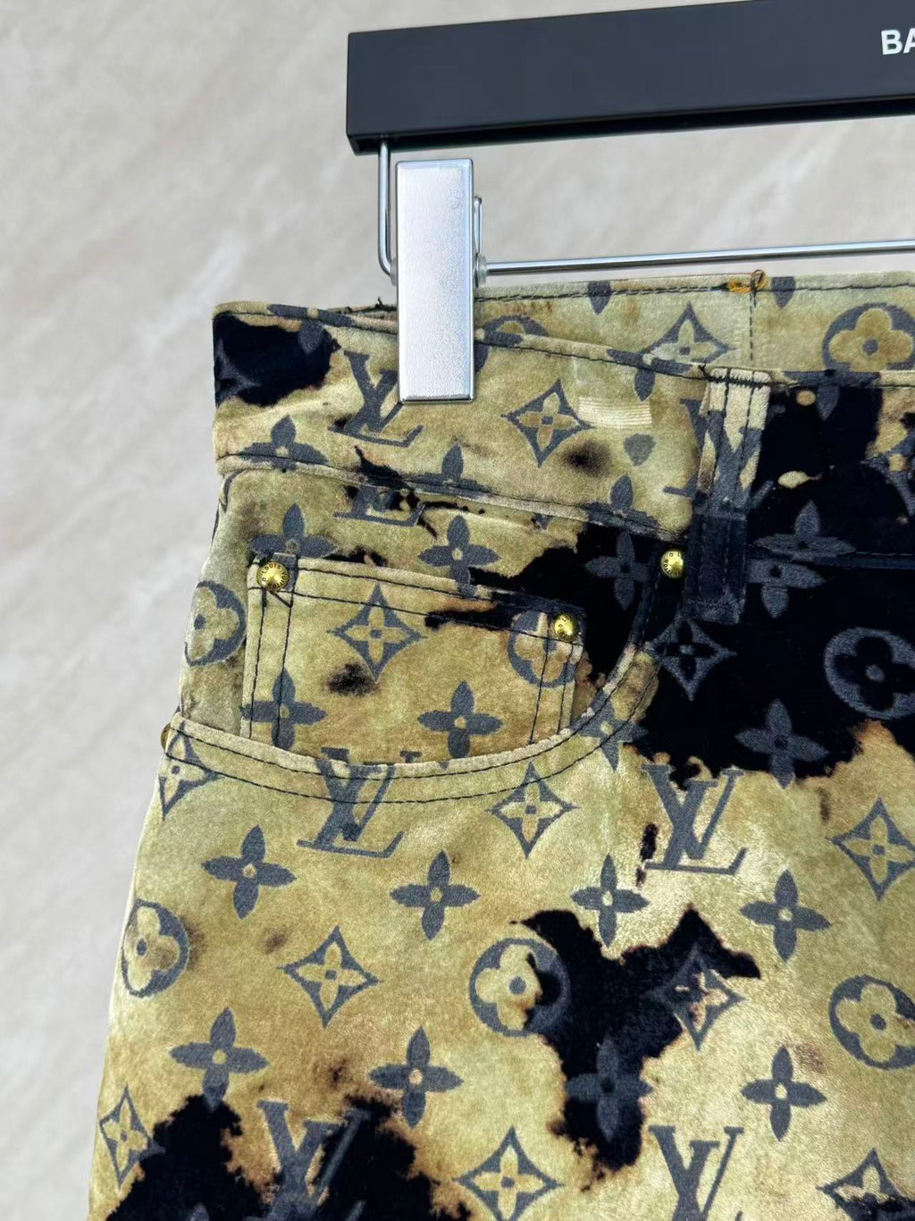 Burnt Fade Pattern Denim Matching Set | Long Sleeve Trucker Jacket + Wide Leg Pants