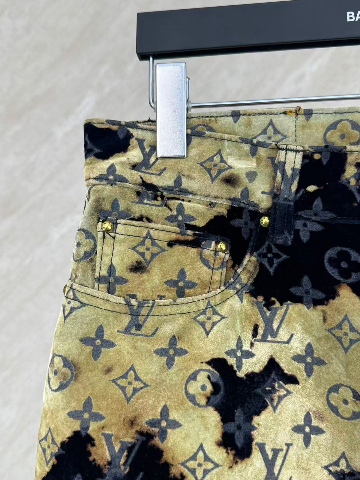 Burnt Fade Pattern Denim Matching Set | Long Sleeve Trucker Jacket + Wide Leg Pants