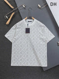Full printed jacquard vintage letter logo printed round neck short sleeved T-shirt,