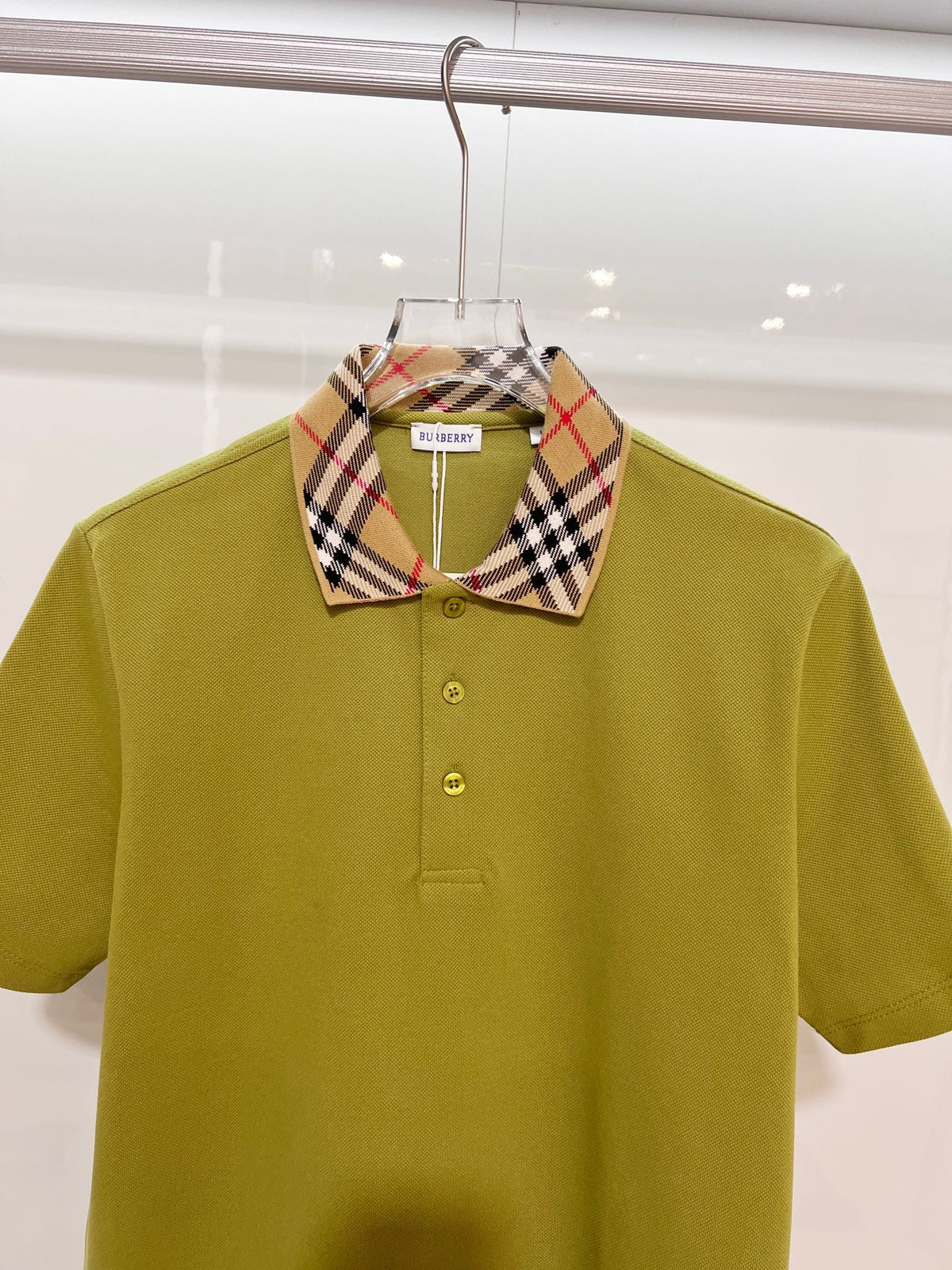 Color blocked flat collar classic plaid collar letter polo shirt