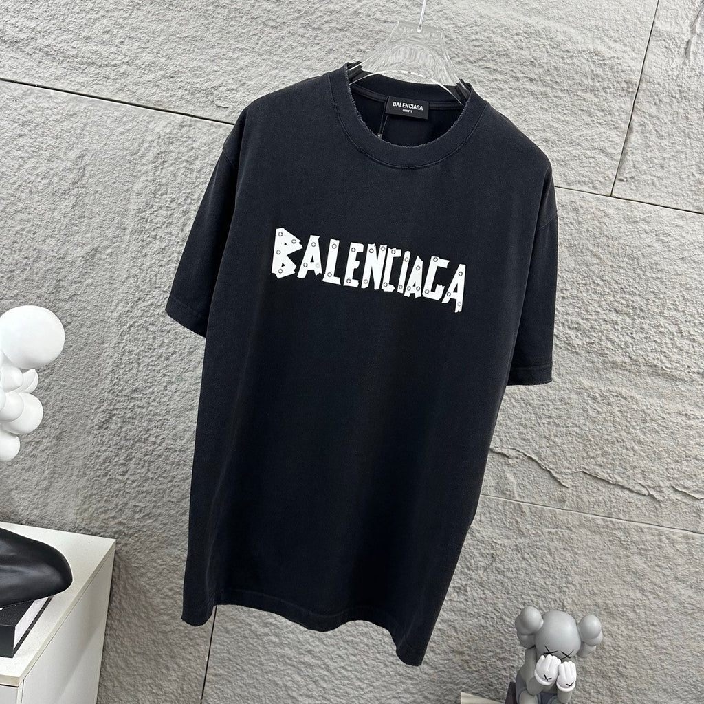 Hot stamping+hot drilling process pure cotton fabric short sleeved T-shirt for both men and women