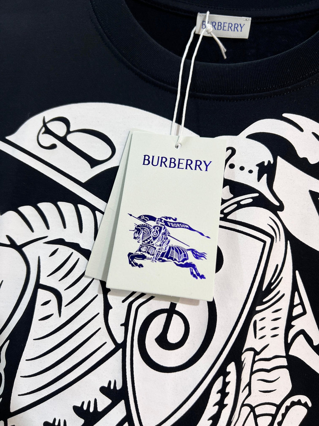 Front 3D printed horse offset letter round neck T-shirt