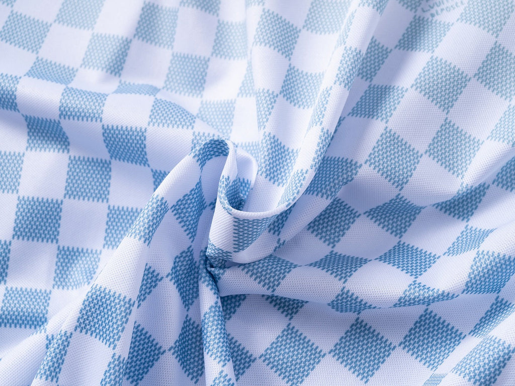 Gradient checkerboard printed lapel T-shirt
