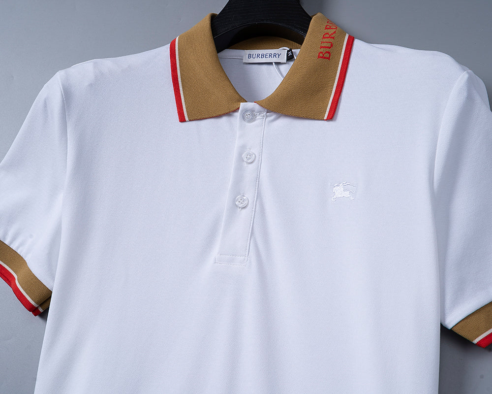 Silk pearl fabric lapel T-shirt