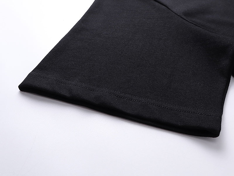 Embroidered front and printed back T-shirt