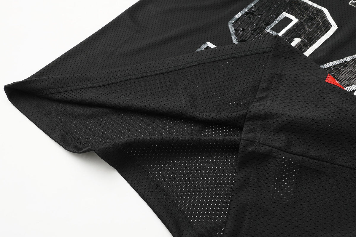 Sequin decal short sleeved casual football jersey for both men and women