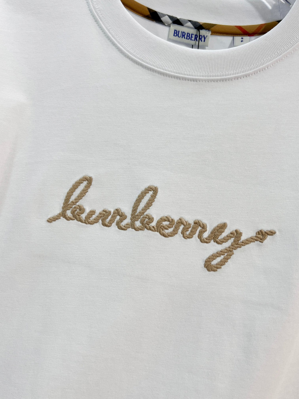 Front hemp rope embroidered letter logo short sleeved shirt