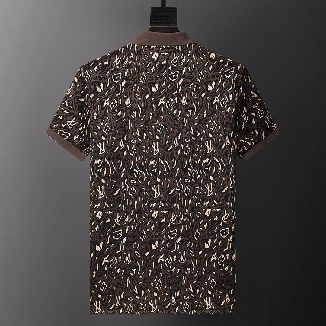 Knitted jacquard fabric lapel T-shirt
