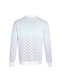 Checkerboard gradient jacquard round neck sweater