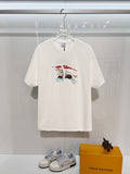 New color blocked ten thousand needle embroidered letter short sleeved shirt
