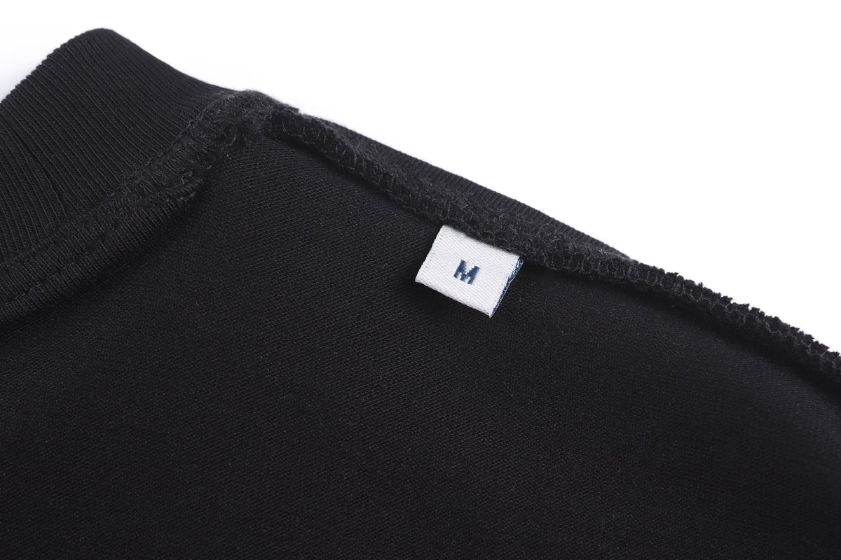 Space Embroidered Logo Round Neck Cotton T-shirt