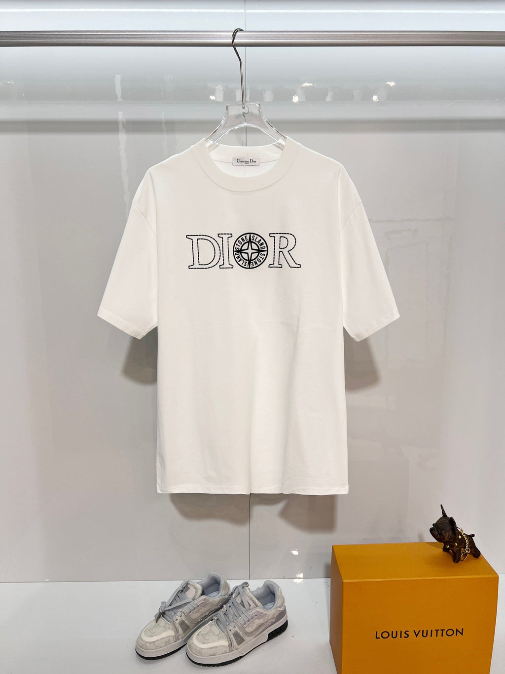 Classic dotted printed letter round neck T-shirt