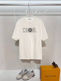Classic dotted printed letter round neck T-shirt
