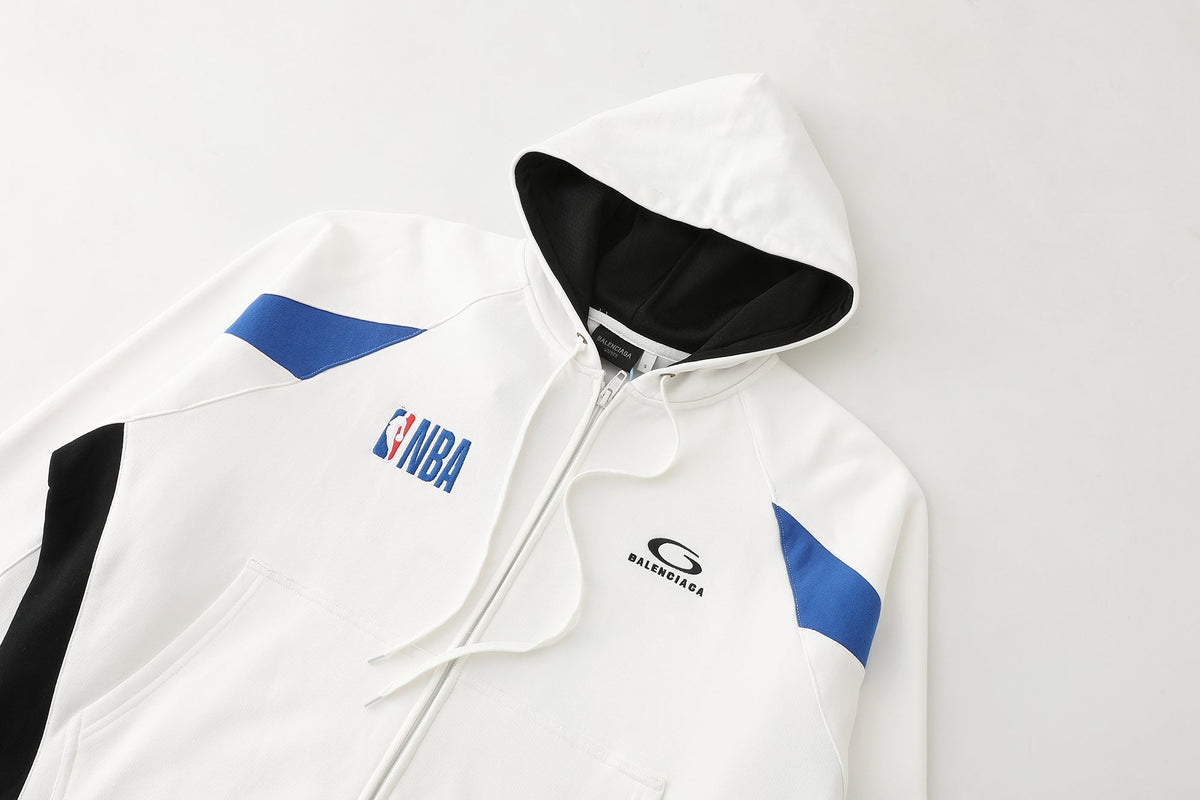 Co branded series cotton zipper long sleeved casual hooded sweatshirt jacket