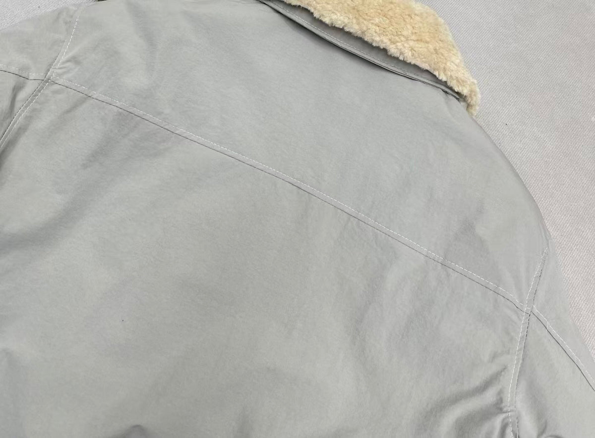 Detachable lambhair collar cotton jacket