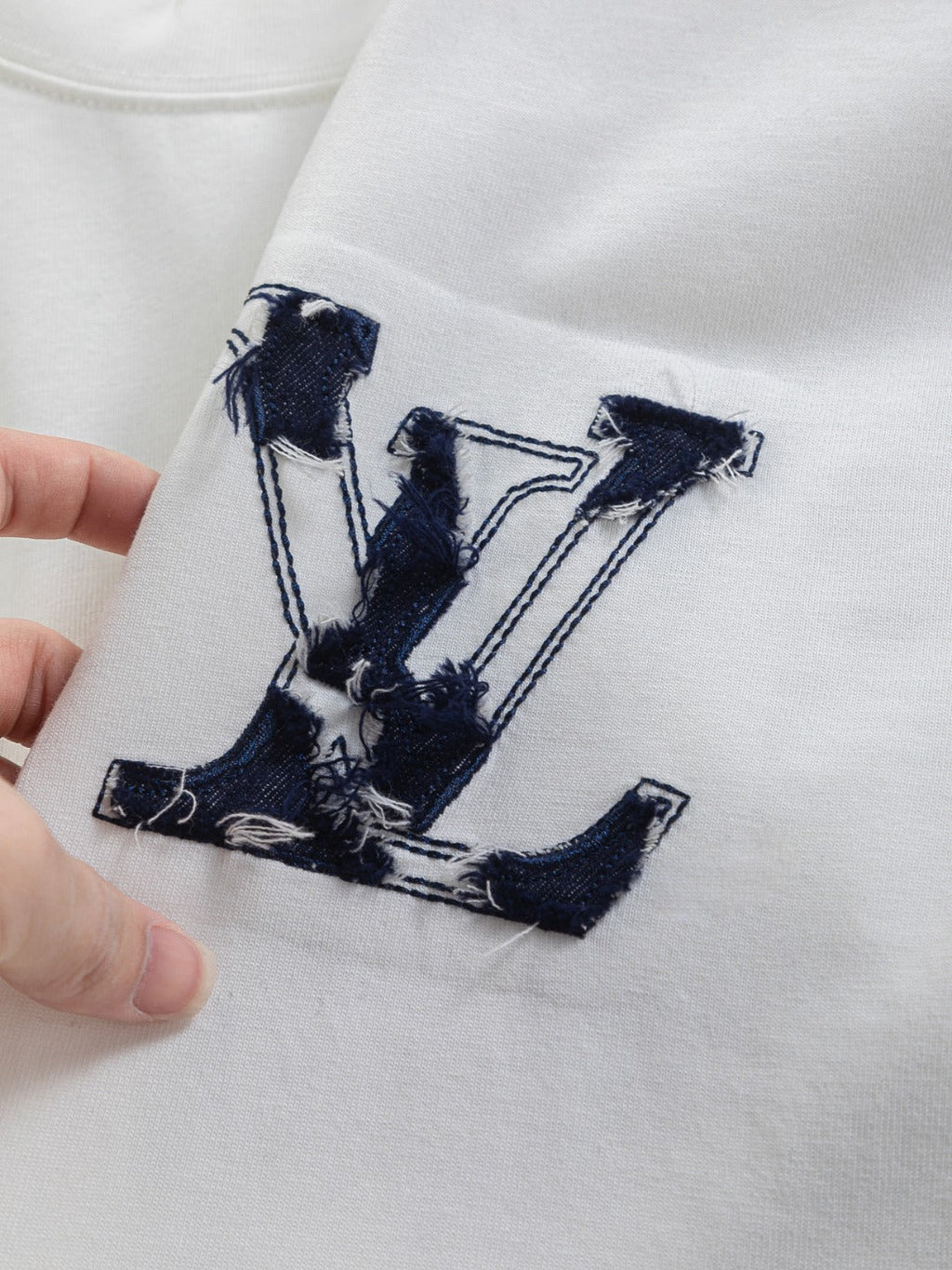 Cowboy patchwork letter embroidered round neck T-shirt