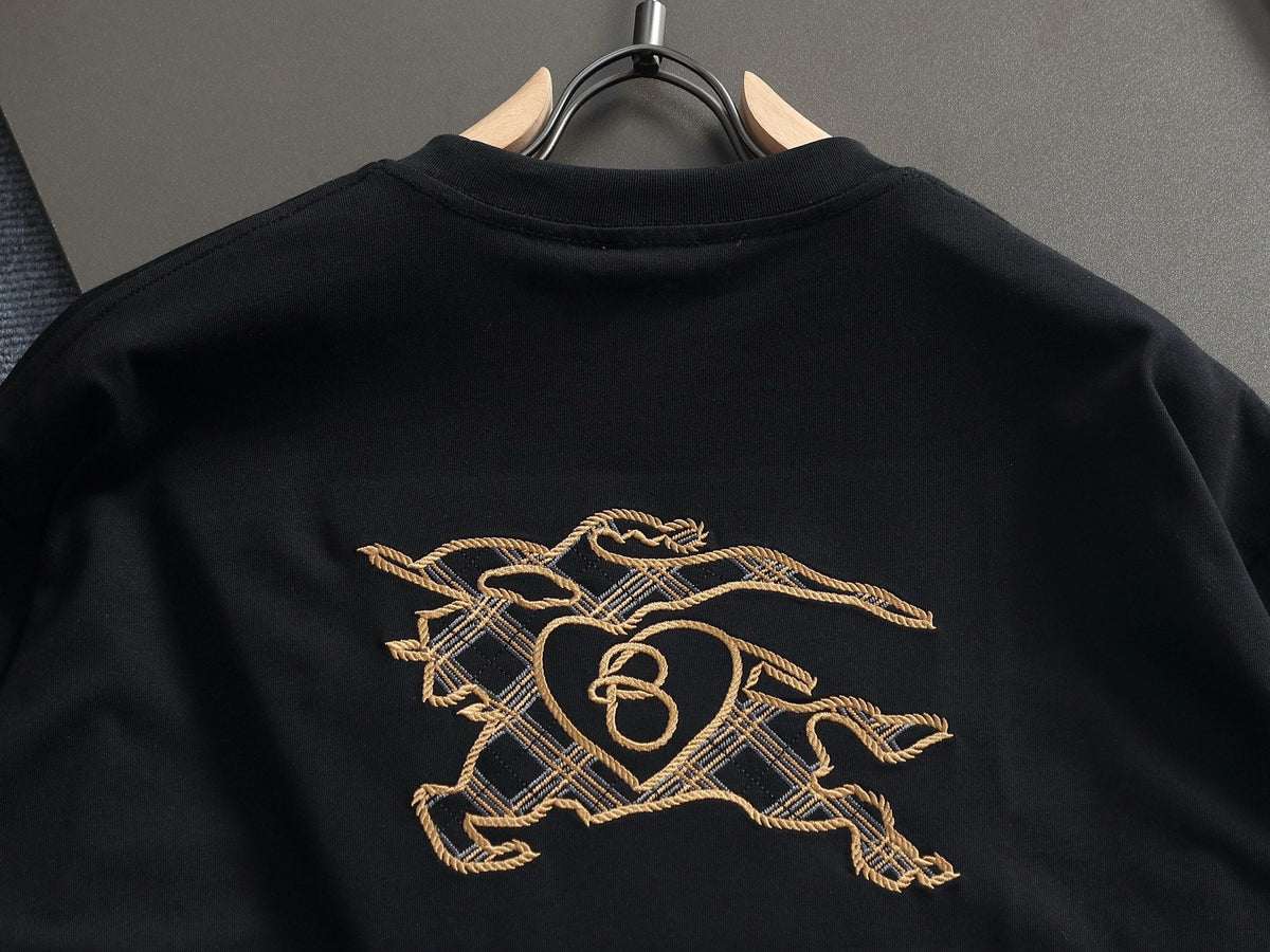 Classic Embroidered Round Neck T-shirt with Back