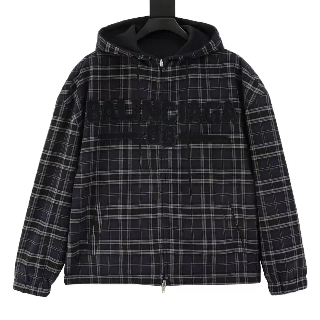 New plaid cloth letter jacket