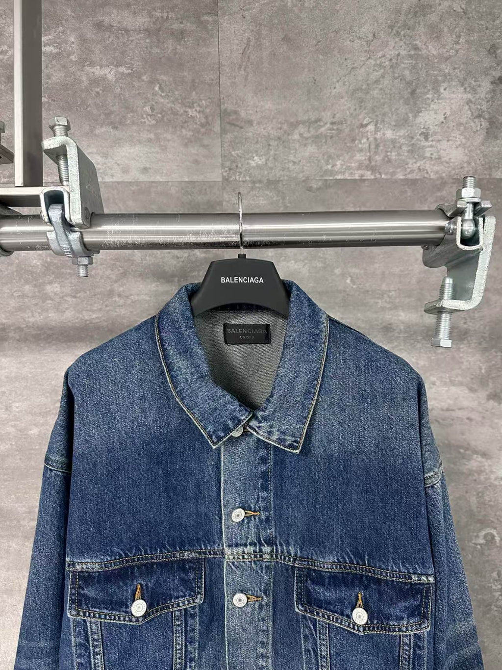 Silver tape printed denim jacket