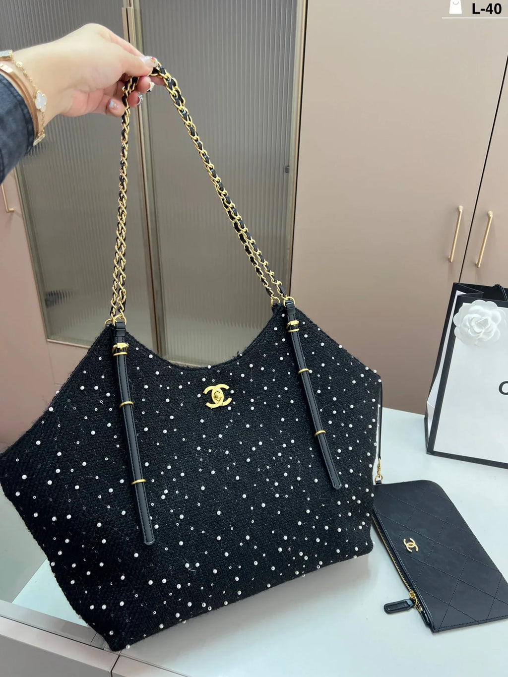 Woolen knitted shopping bag