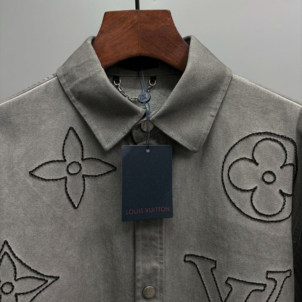 Embroidered denim shirt