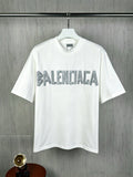 Adhesive tape letter pattern couple's short sleeved T-shirt
