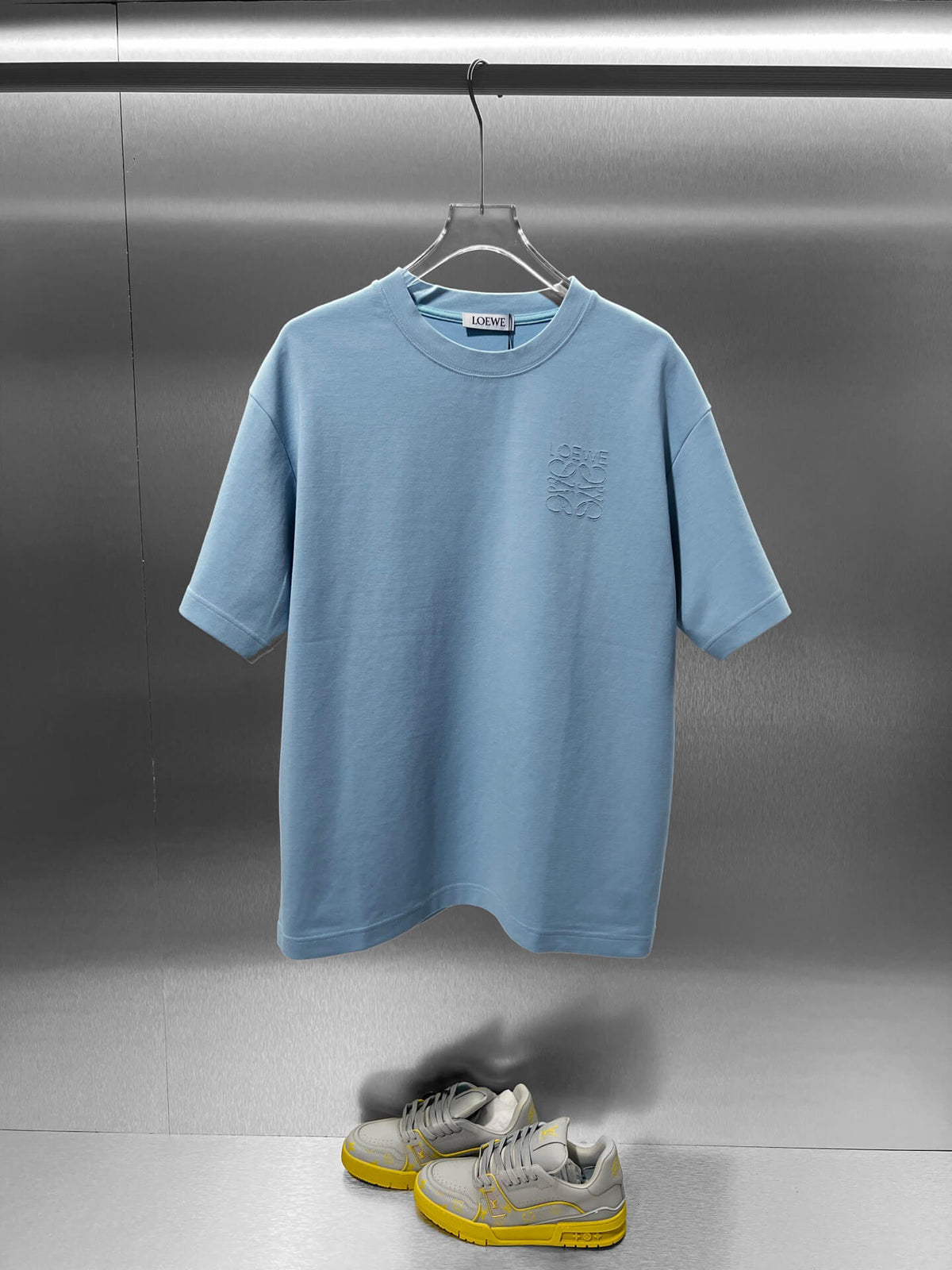 Sky Blue Minimal Label Knit T Shirt