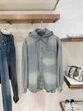 New washed hooded denim jacket