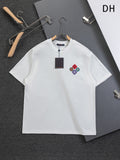Four leaf clover embroidered round neck T-shirt