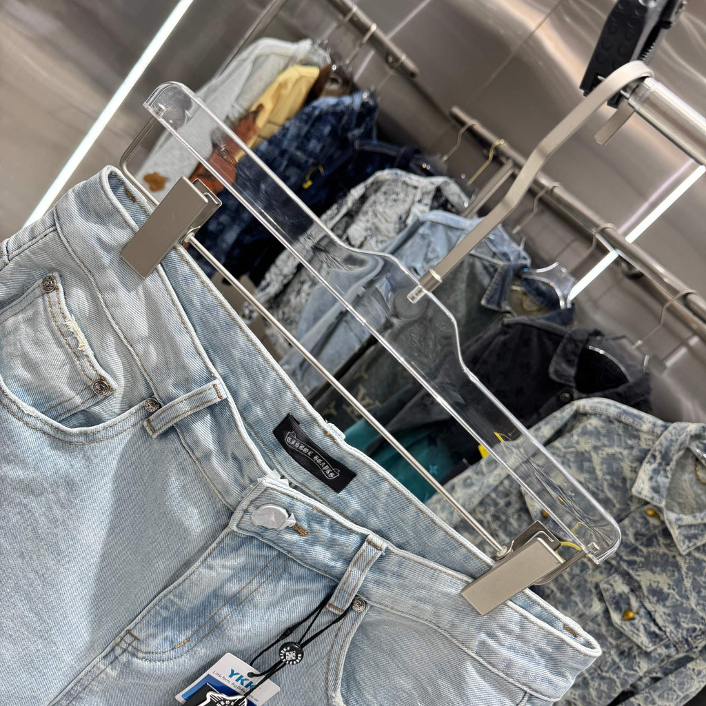 Spring and summer new cross denim shorts made of split leather