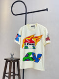 Flame printed round neck short sleeved shirt