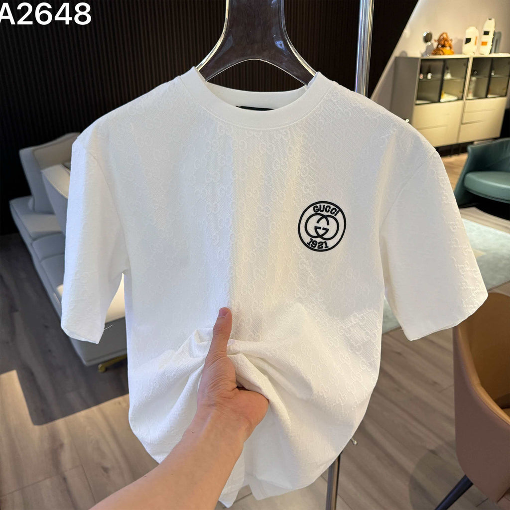 6ss New Embroidery Jacquard Craft Logo Letter Short Sleeve
