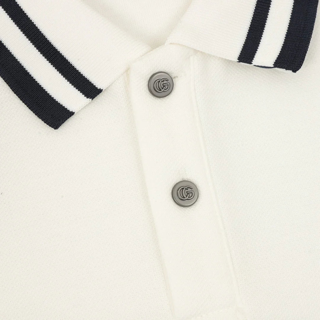 Mother embroidery lapel long sleeved polo shirt