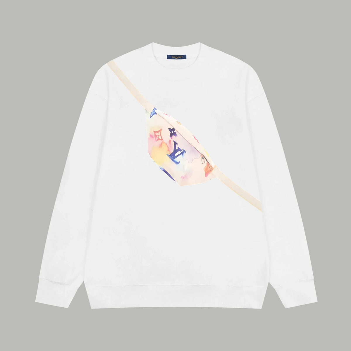 Printed looped long sleeved hoodie