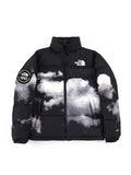 Cloud printed black down jacket