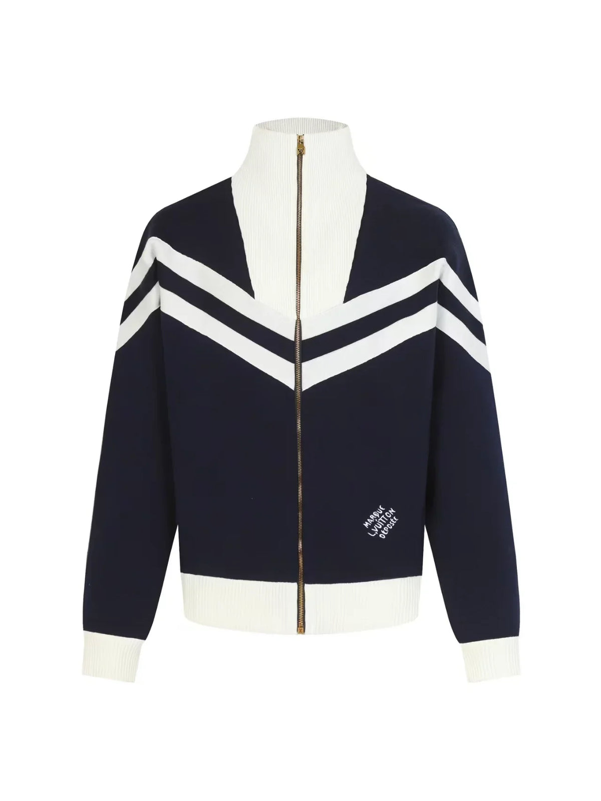 New striped contrasting stand up collar sweater