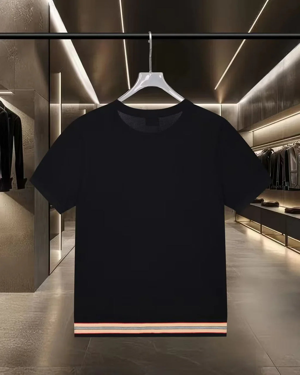 New striped knitted casual short sleeved T-shirt