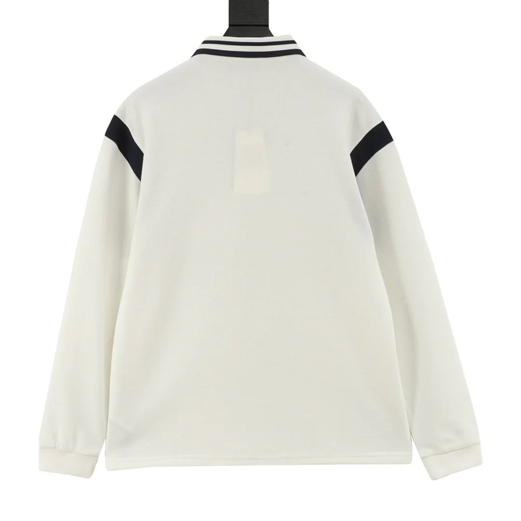 Mother embroidery lapel long sleeved polo shirt