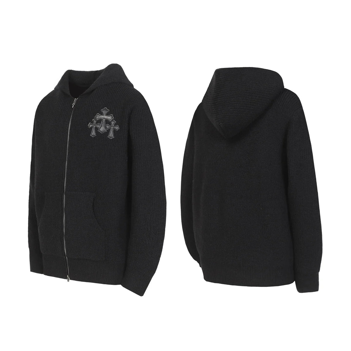 Sanskrit leather embroidery cardigan zipper knitted sweater
