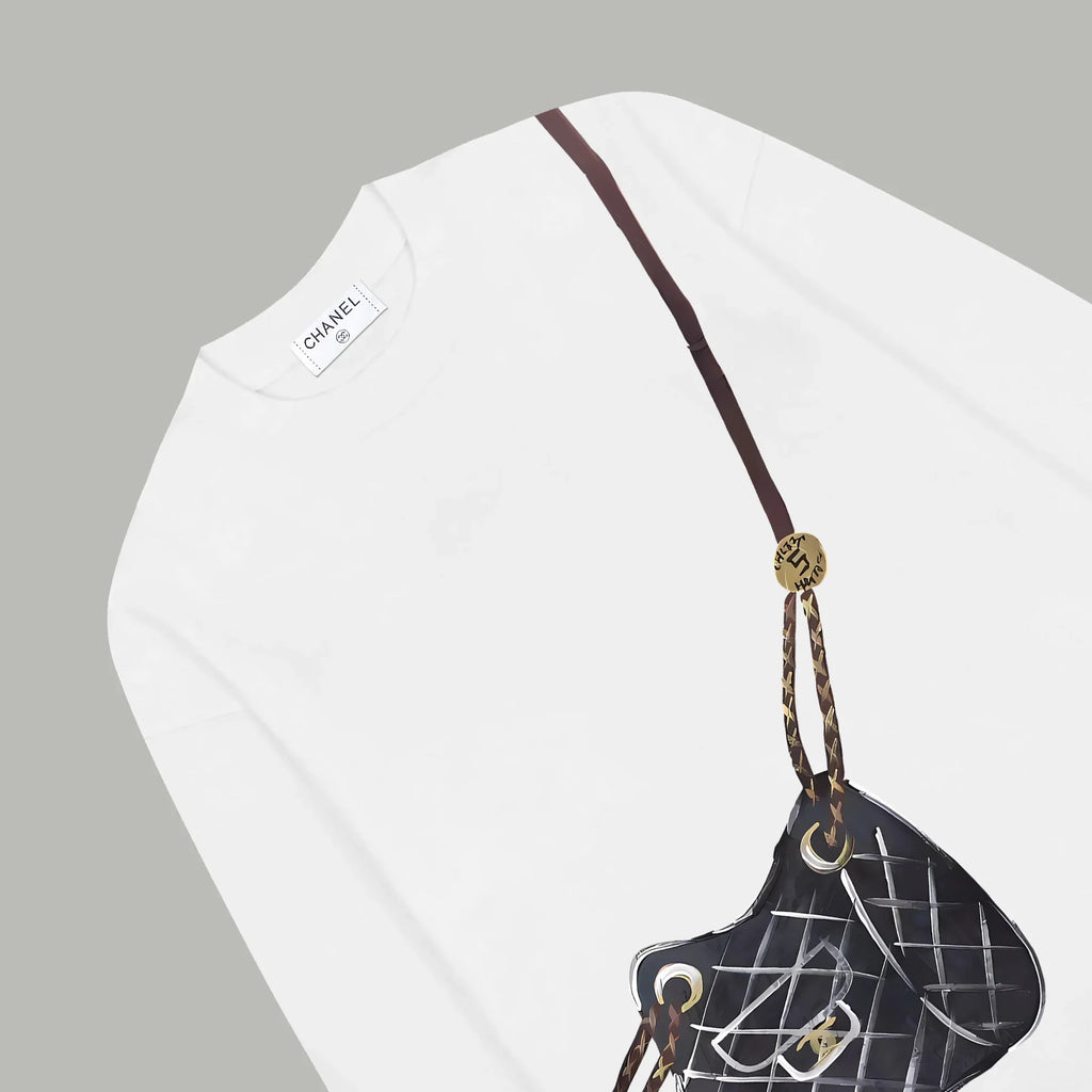 Printed looped long sleeved hoodie